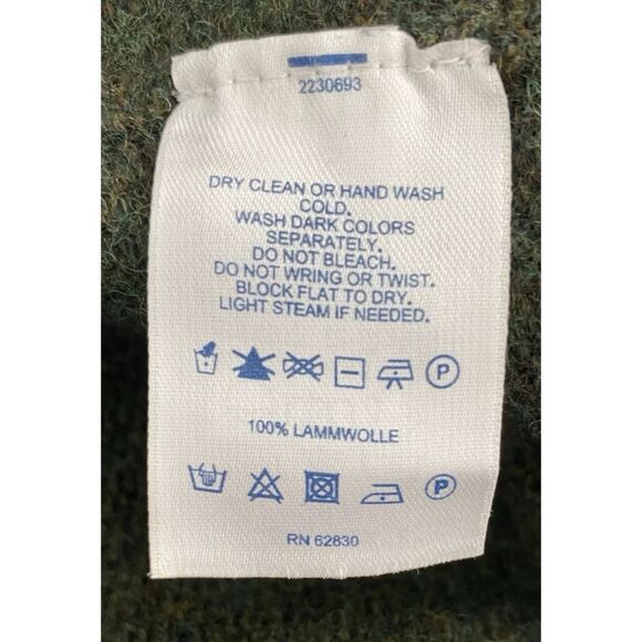 Lands End Men's XXL Sweater Green 100% Lambs Wool Ribbed 1/4 Zip Pullover - Picture 8 of 10